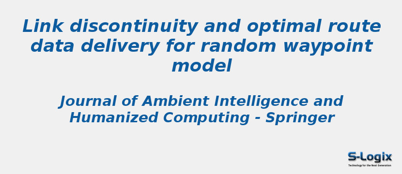 Link discontinuity and optimal route data delivery for random waypoint model