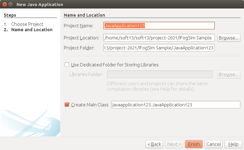 select “Java” from catagories box and choose “Java Application” from Projects box
