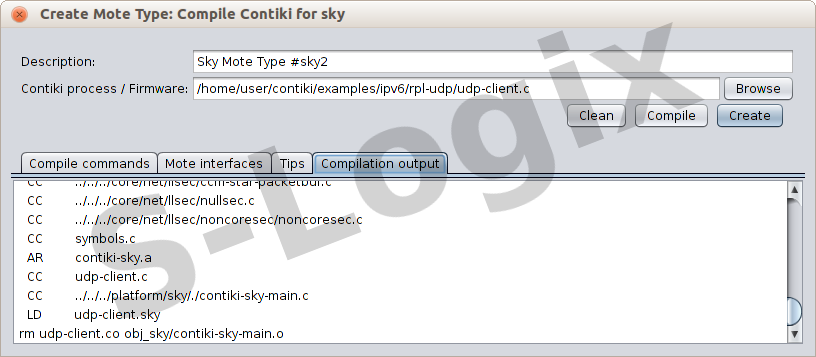 Create sky mote1 for udp-server.c