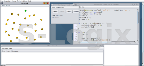 Set up the network simulation environment in cooja simulator