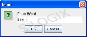 Input word is matched with each token and result about word existence is displayed in message dialogue