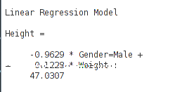 Find height and weight from a data set using simple linear regression in weka
