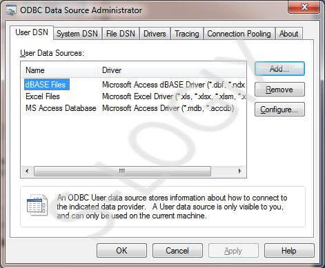 How to set DSN (Data Source Name) in windows7