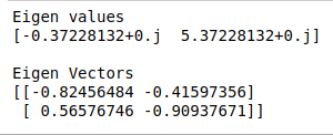 find Eigenvalues and Eigen vectors of an array using scipy