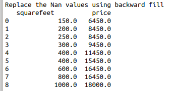 replace NaN values by using forward and backward methods in python