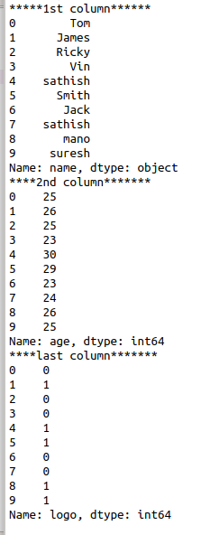 locate rows and columns by using loc,iloc in python